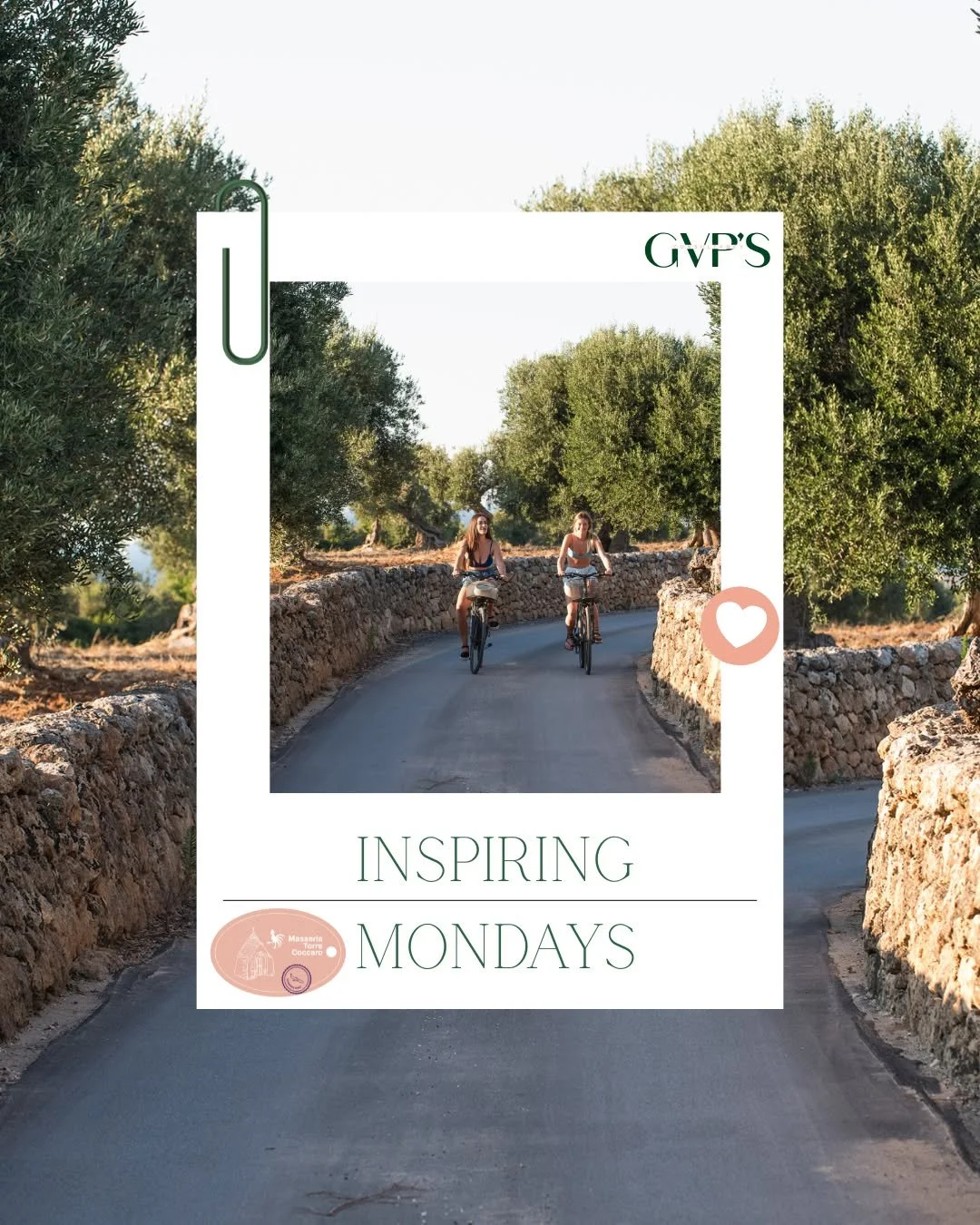 ✨ Inspiring Mondays ✨

The beginning of the year is an invitation to start again &mdash; with fresh energy, new intentions, and a renewed sense of curiosity.

Cycling through ancient stone walls and olive groves at Masseria Torre Coccaro, time slows 