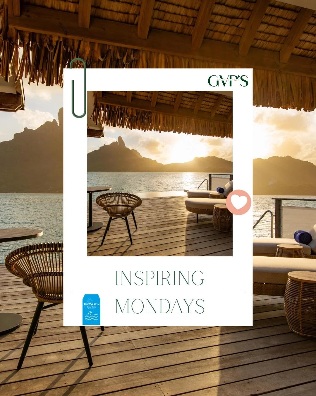 Inspiring Mondays 💙

There&rsquo;s a quiet power in water &mdash; the way it slows you down, clears your mind, and gently brings everything back into focus.

From the terrace of an overwater bungalow at The Westin Bora Bora Resort &amp; Spa, surroun