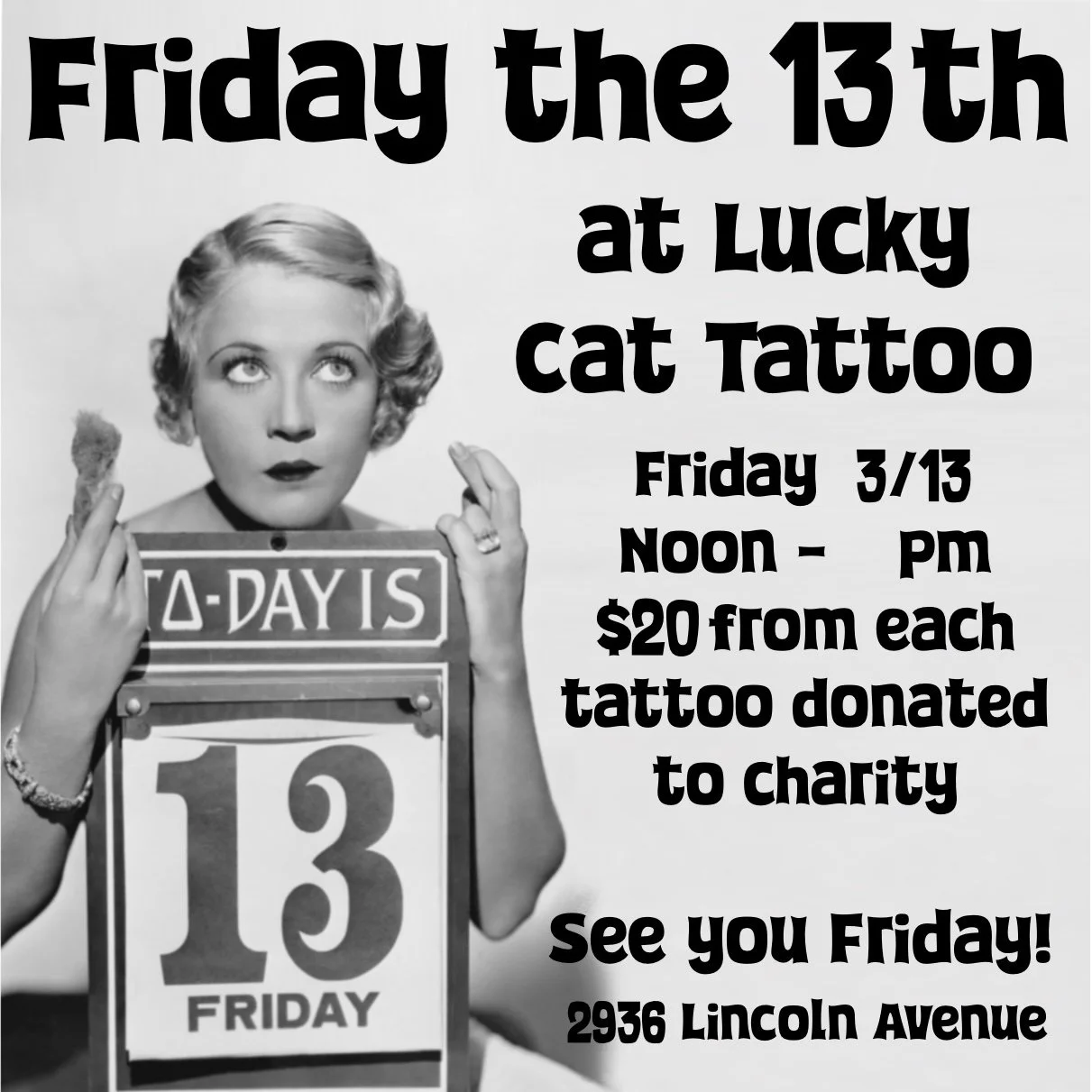 !Friday the 13th at Lucky Cat Tattoo