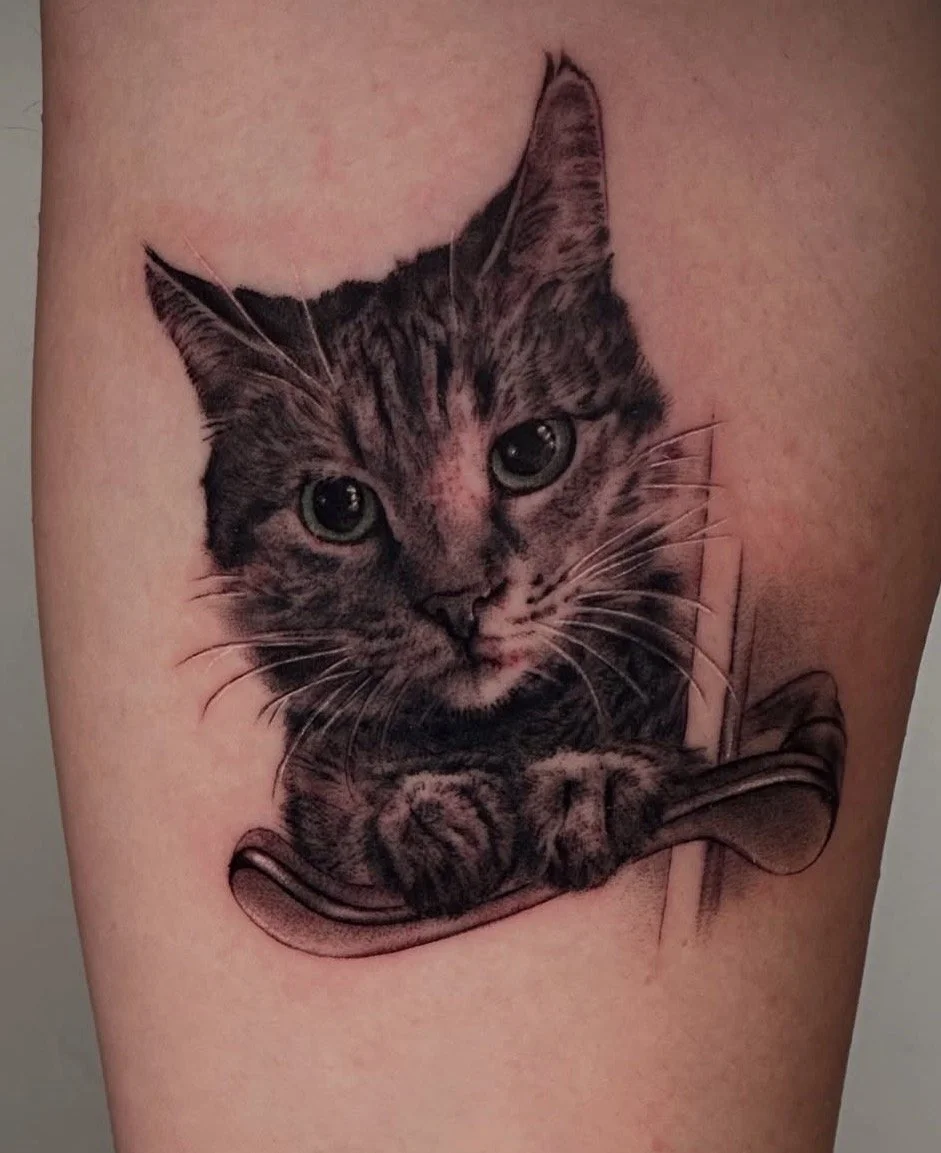 Cat portrait tattoo in San Diego 