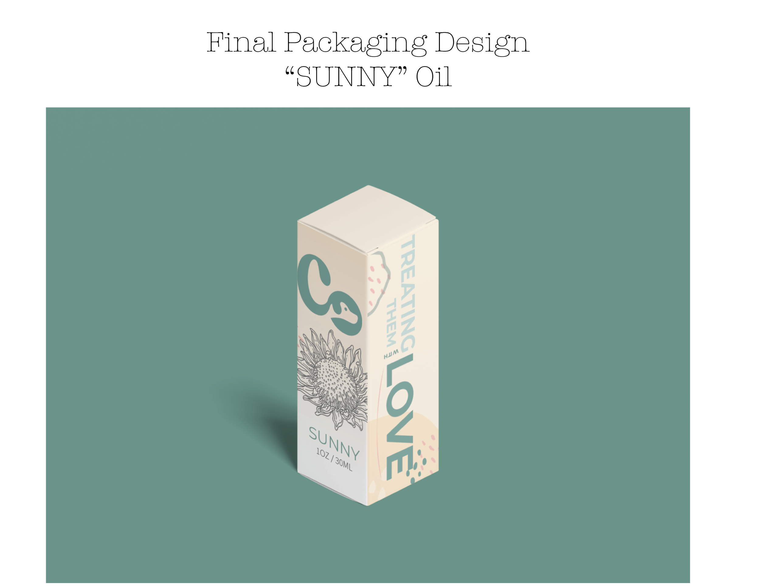 As the colors are warm with a natural feel, each package and label have an icon of the plant it represents. The three icons are a lavender plant, a copaiba tree, and a sunflower.