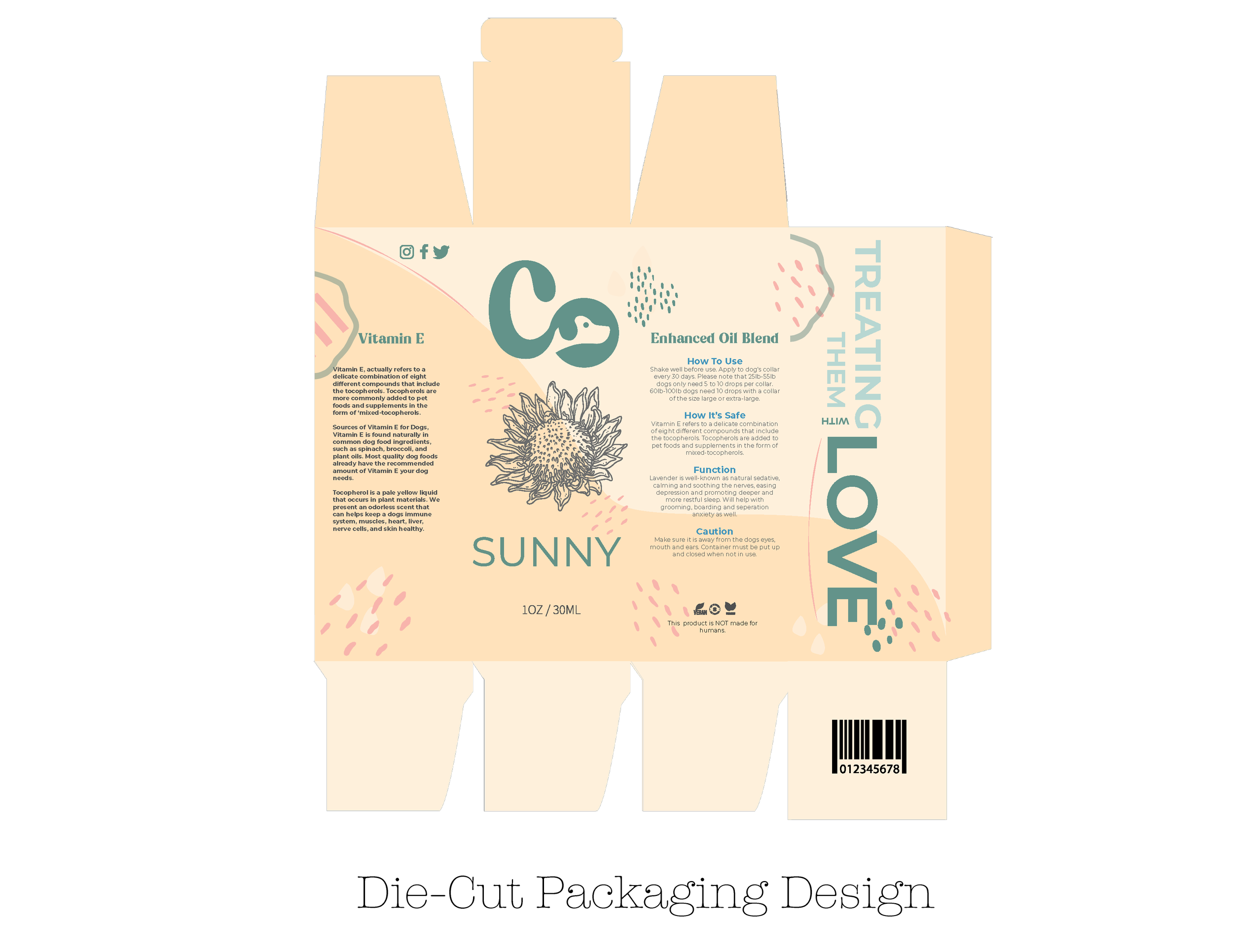 I was inspired by all the research, so I decided to create a product packaging design for each oil. My packaging design complements the brand very well. The design is all neutral and organic. I decided to name each of the oils Loki, Coco, and Sunny. 