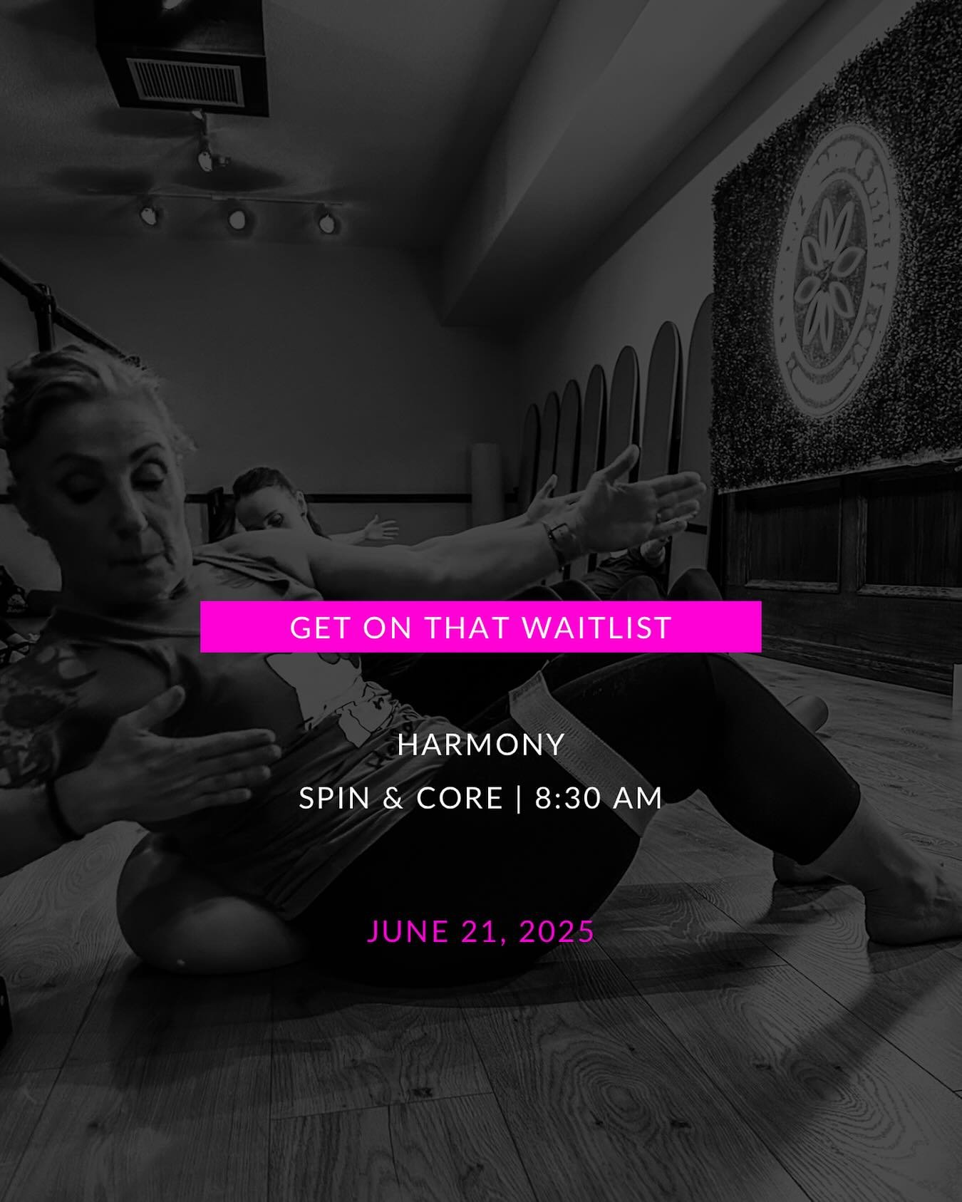 Who do I get to hang out with at  @harmony_chestermere this Saturday?! 🖤🔥

Can&rsquo;t wait to kick off the weekend with a killer Spin &amp; Core class at 8:30 AM! Get ready to swear and sweat &mdash; and get on that waitlist if you&rsquo;re not al