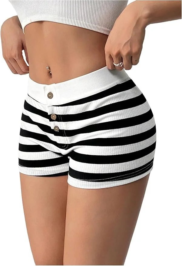 Striped Button Knit Shorts, $19