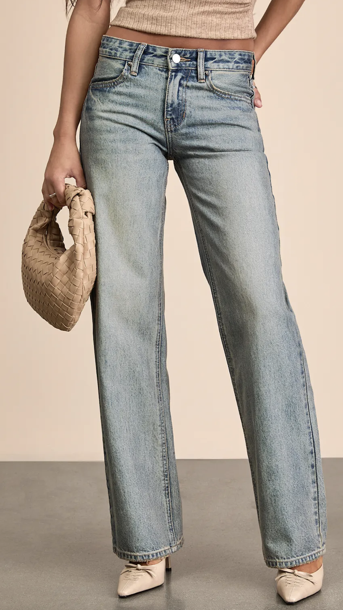 Low-Rise Straight Leg Jeans, $60