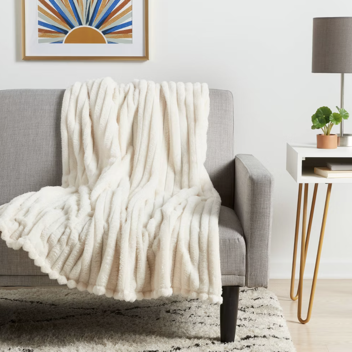 Ribbed Plush Throw Blanket, $10