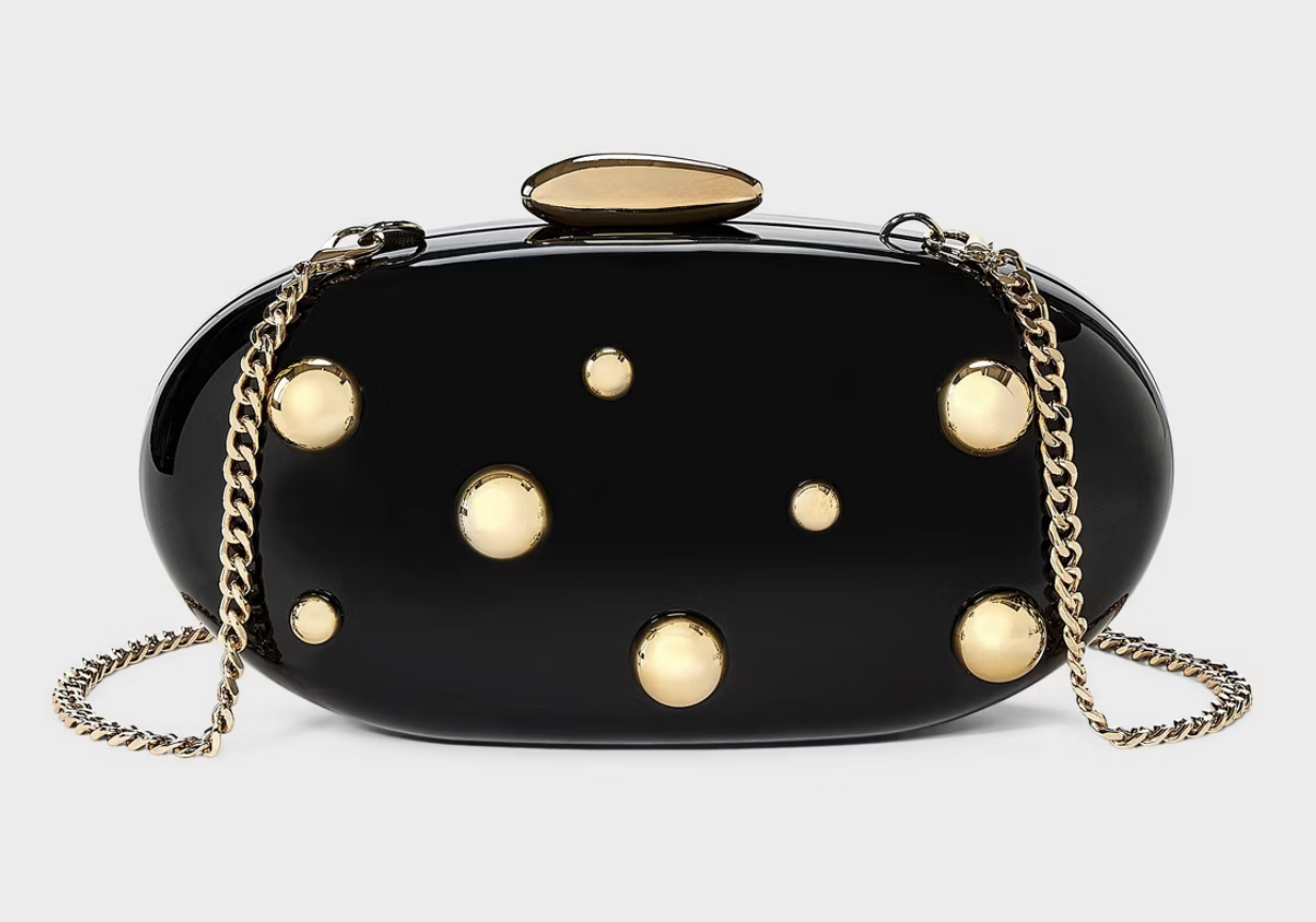 Black &amp; Gold Spotted Clutch, $35