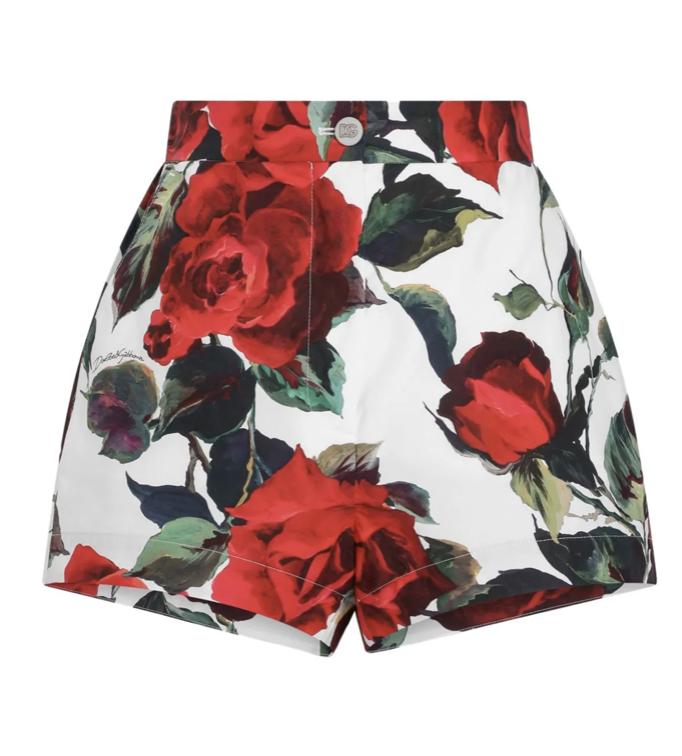 rose-print shorts