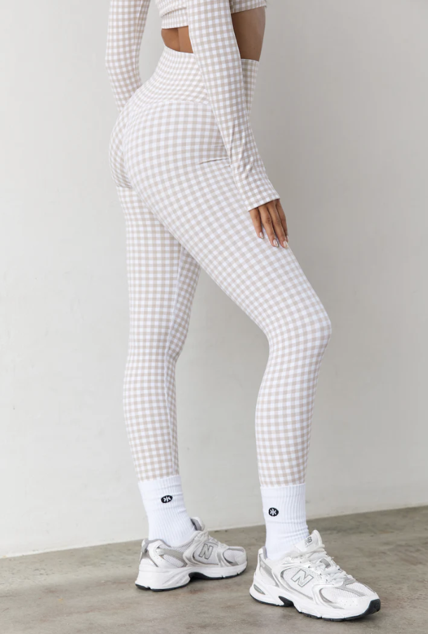 Full Length Legging - Beige Gingham