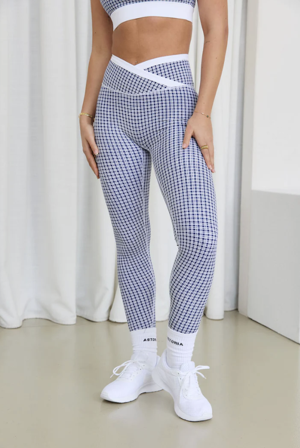 Crossover Legging - Blue Lattice