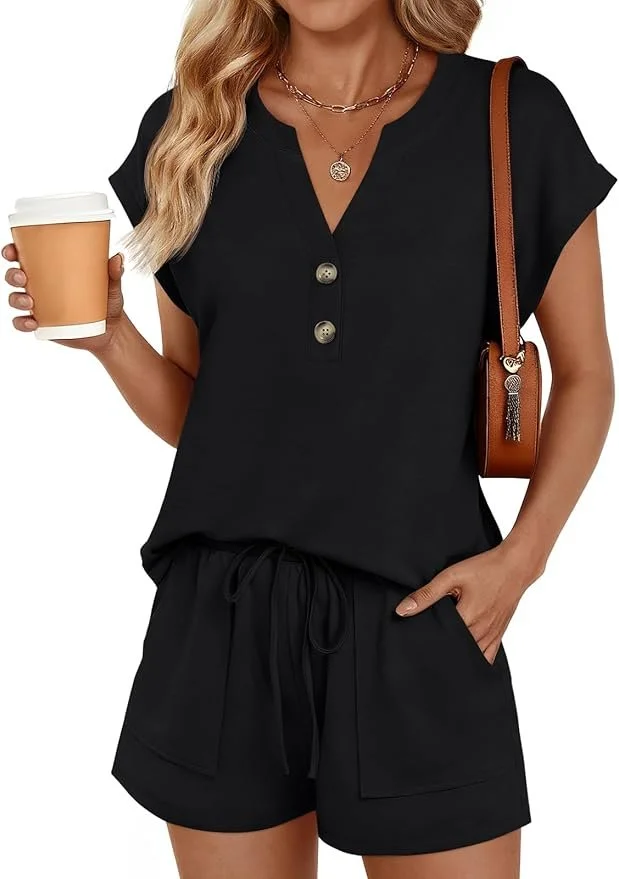 Henley Top &amp; Drawstring Shorts, $33