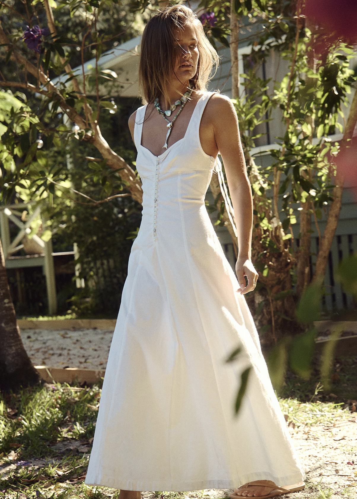 Holland Stretch Linen Midi Dress, $108