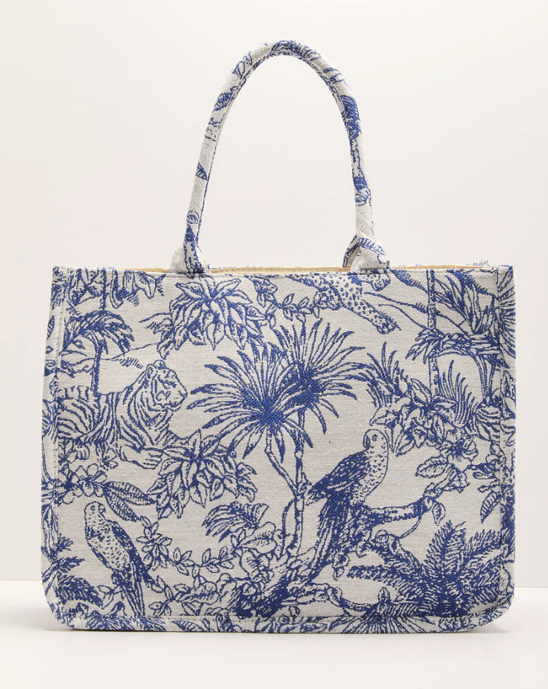 Luxe Escape Printed Canvas Tote Bag, $78