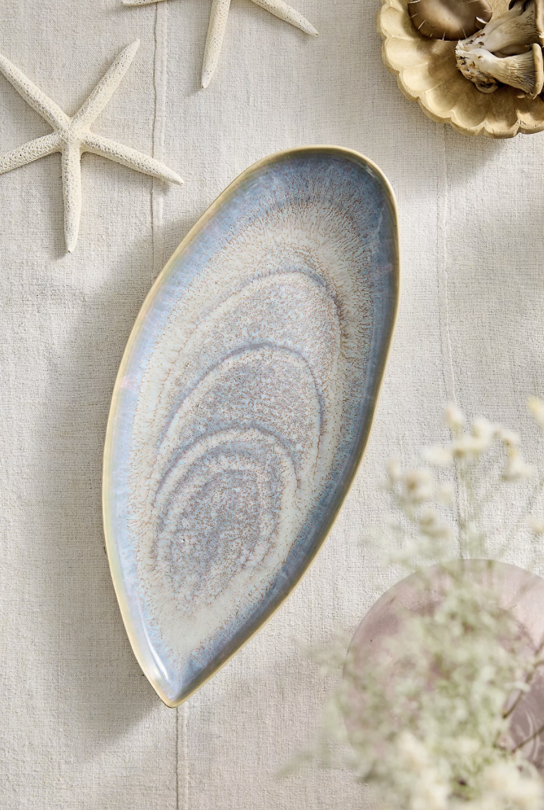 Oyster Shell Stoneware Serving Platter