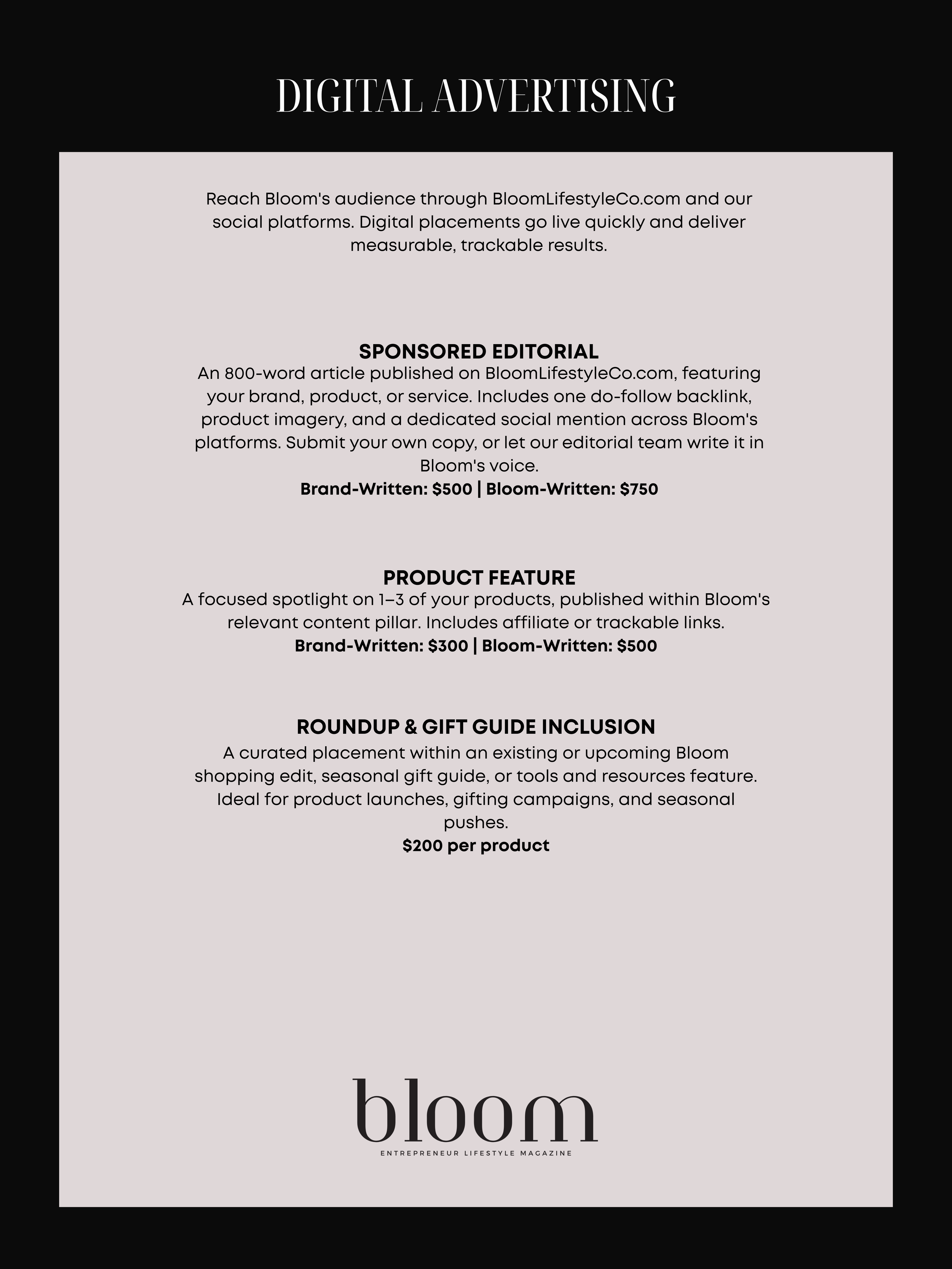 Digital Advertisement Menu