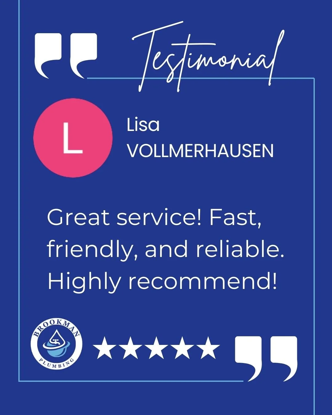 Fast. Friendly. Reliable. That&rsquo;s the kind of experience Lisa had&mdash;and it&rsquo;s exactly what we aim to deliver every time.

Thanks for the recommendation, Lisa! We&rsquo;re always just a call away when you need us. 💧🔧

Had a great exper