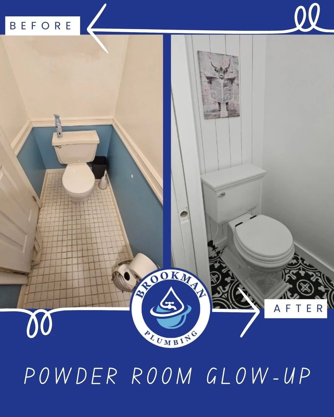 It&rsquo;s amazing what a small update can do for a space.

This powder room got a fresh new look with an updated toilet installation, helping improve both function and style. Even the smallest rooms in a home deserve a little attention.

Thinking ab