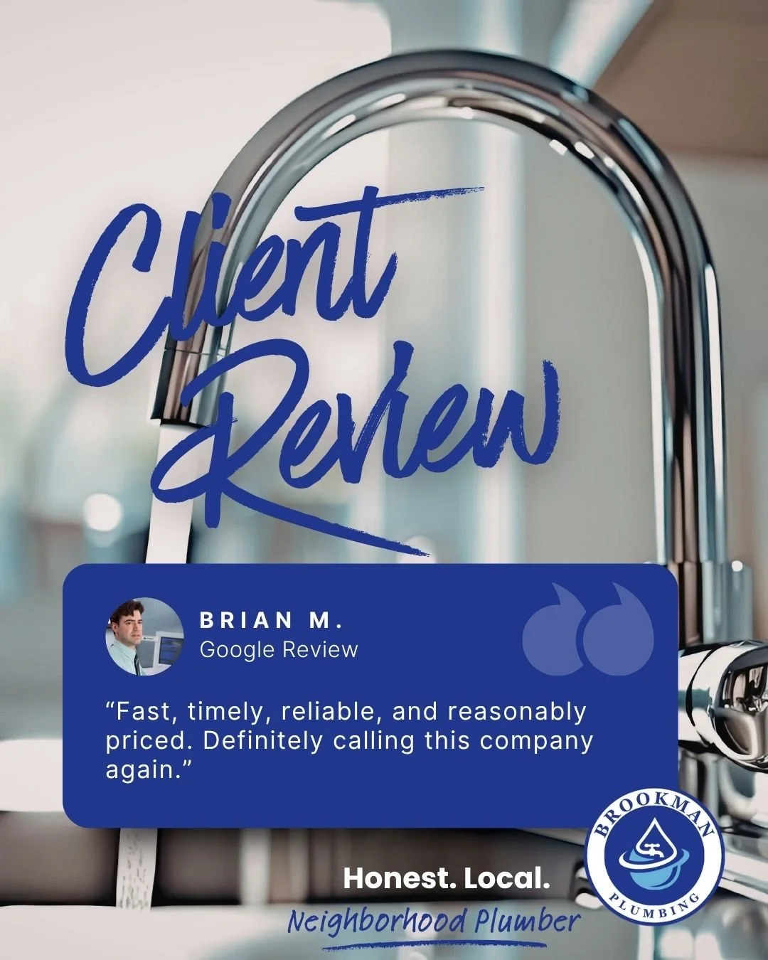 At Brookman Plumbing, we believe great service starts with showing up on time, doing quality work, and treating every home and business with care. Reviews like this remind us why we love serving our local community.

Need a plumber you can count on?
