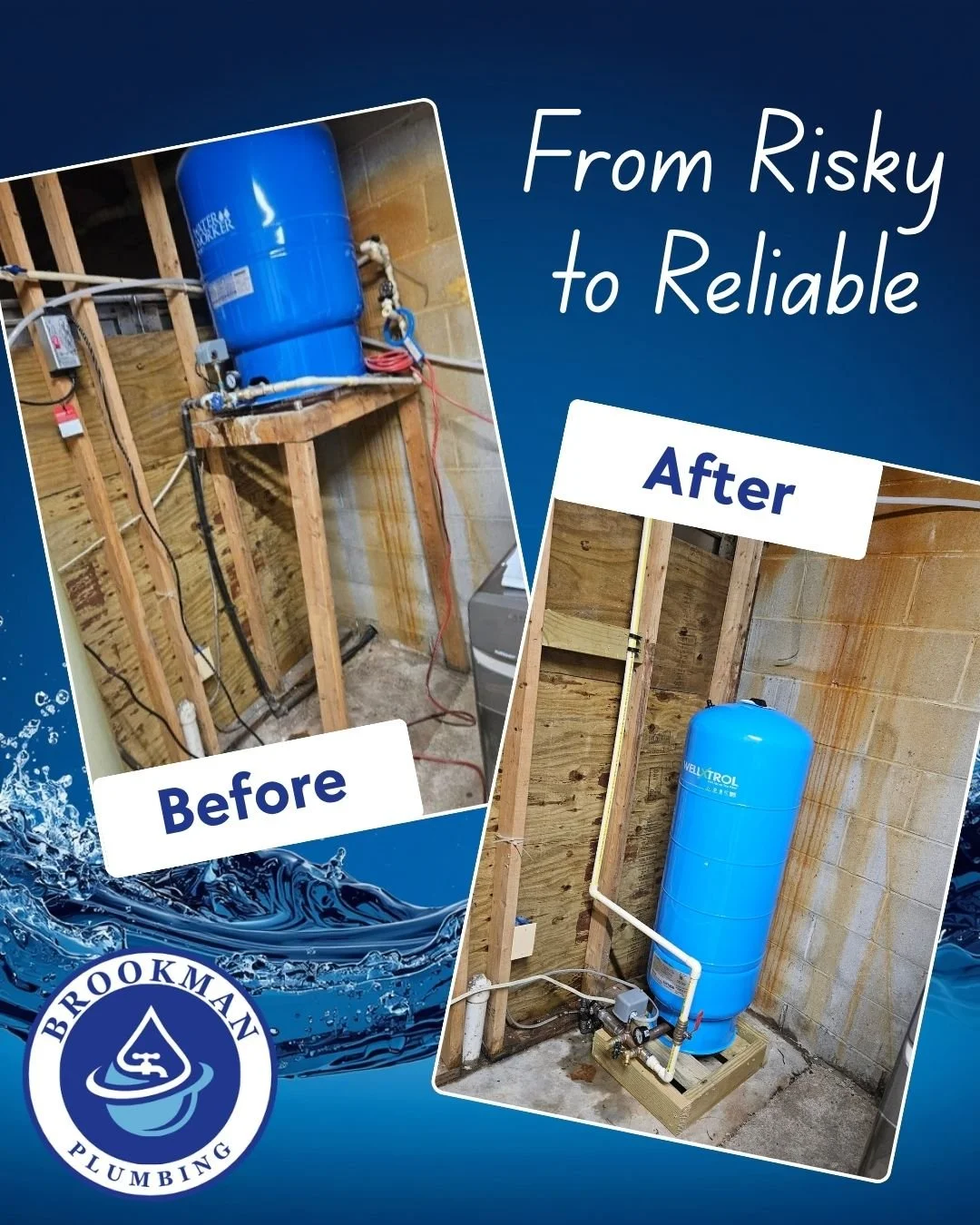 Behind every good well system is a solid foundation.

Check out this before-and-after pressure tank upgrade completed by the Brookman Plumbing team.

📞 (410) 956-7617 

#BrookmanPlumbing #WellSystem #PlumbingUpgrade