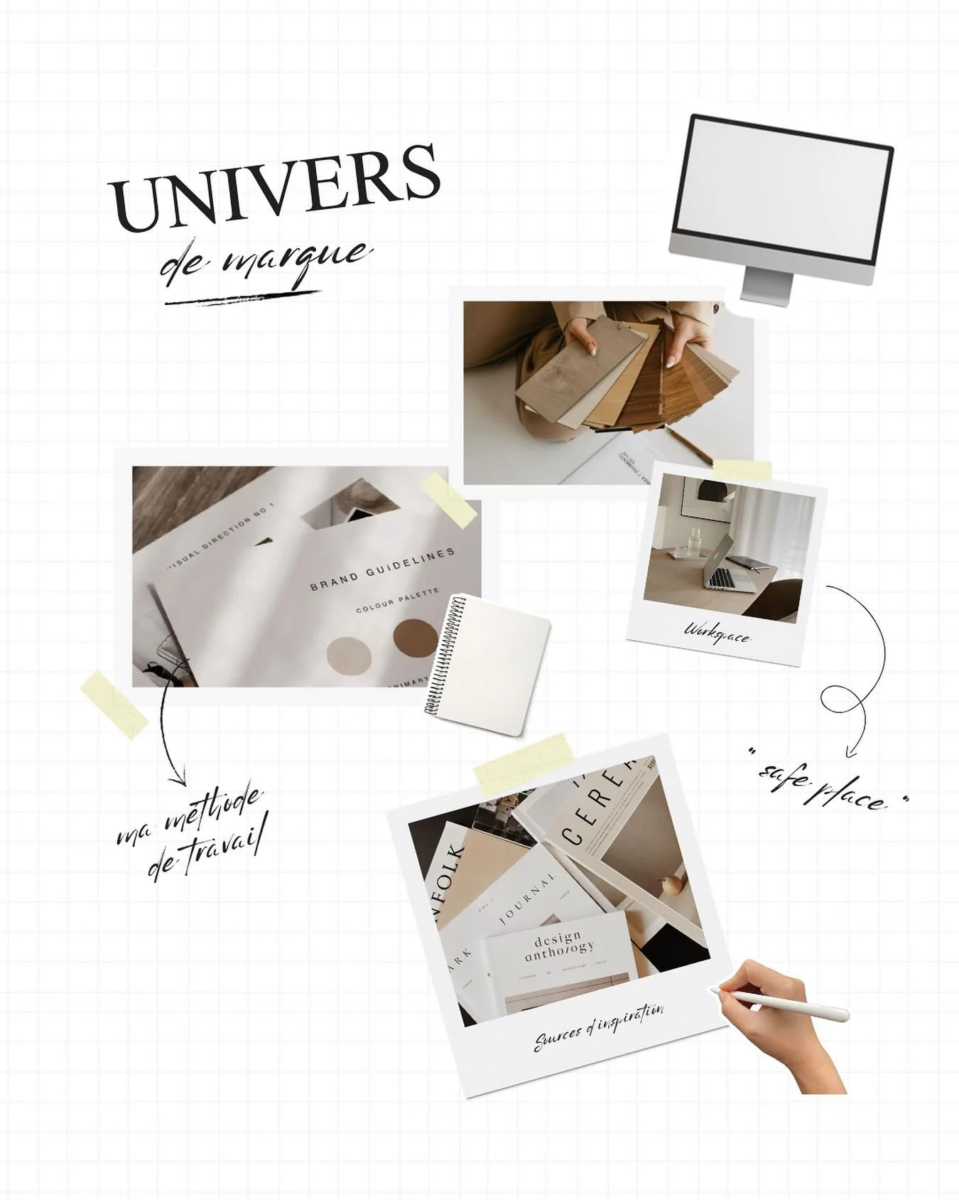 Bienvenue dans l&rsquo;univers de mon studio !

Depuis plusieurs mois, je peaufine chaque d&eacute;tail pour cr&eacute;er un espace qui me ressemble et qui me permette de donner vie &agrave; vos projets cr&eacute;atifs.
Entre mes outils, ma m&eacute;