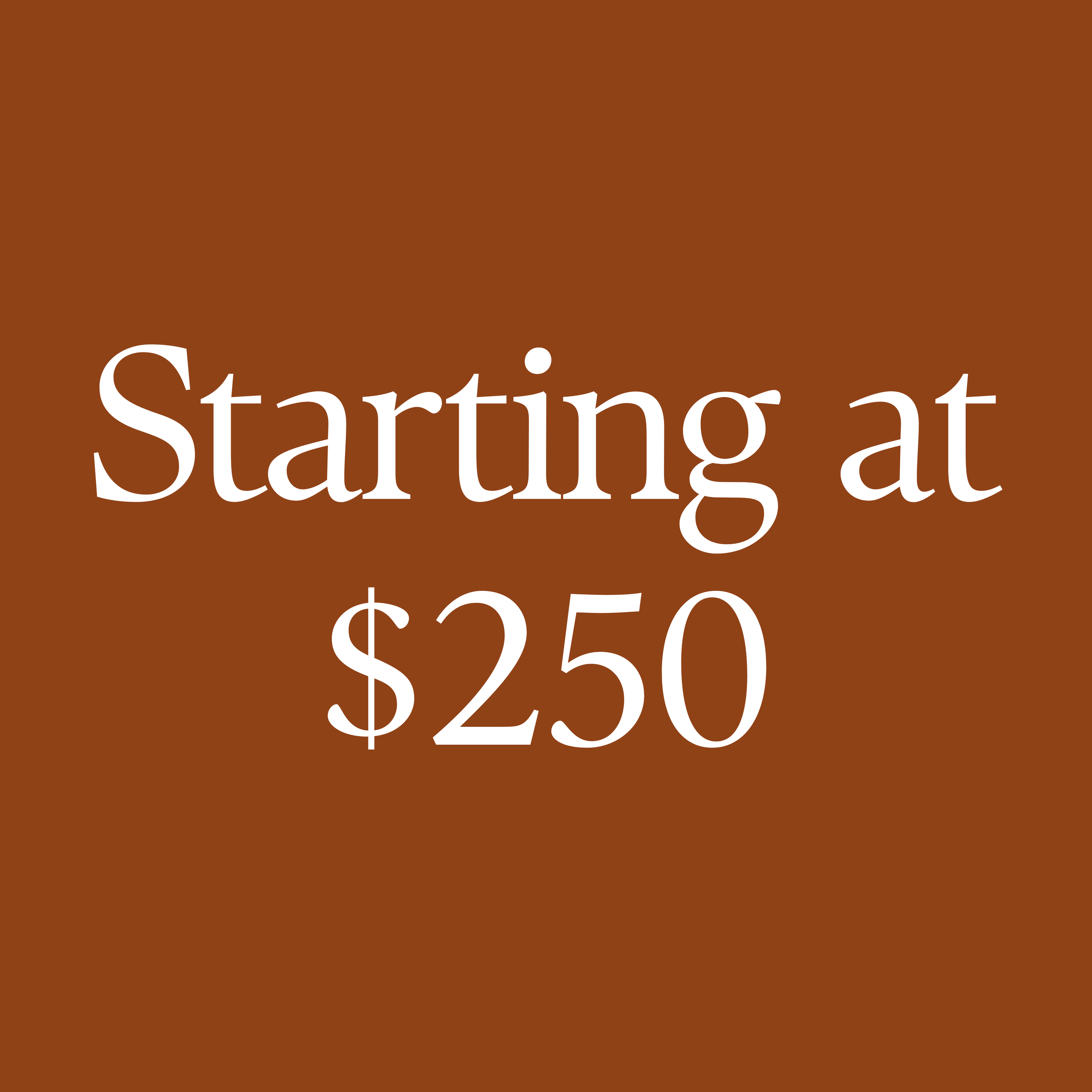 Text indicating a starting price of $250.