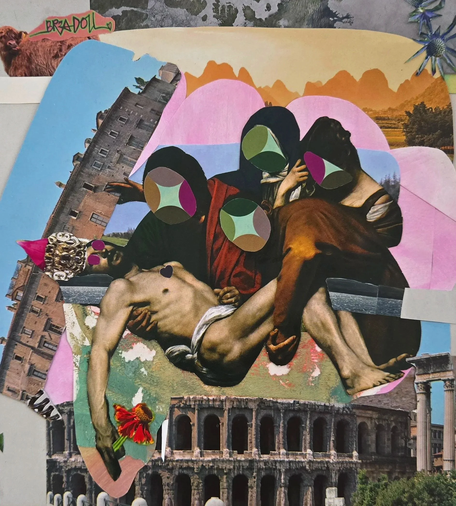 oi! jus' pop 'im in the colos, before they seum (2025), original artwork by BRZA DOLL