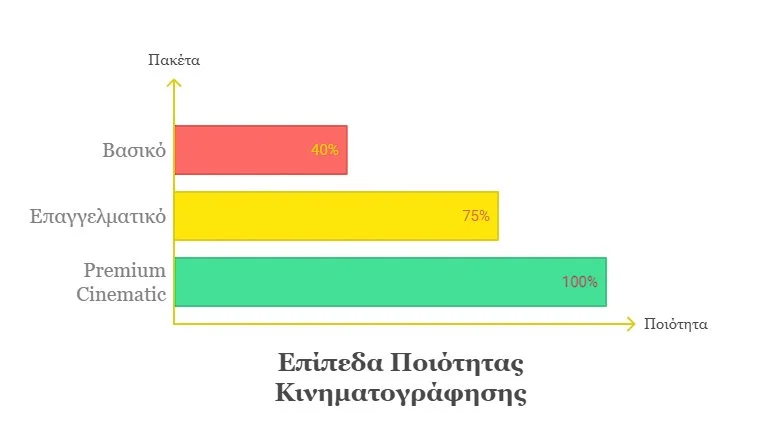 Γράφημα που δείχνει την αύξηση ποιότητας σε σχέση με το κόστος στα πακέτα βίντεο βάπτισης στη Μυτιλήνη