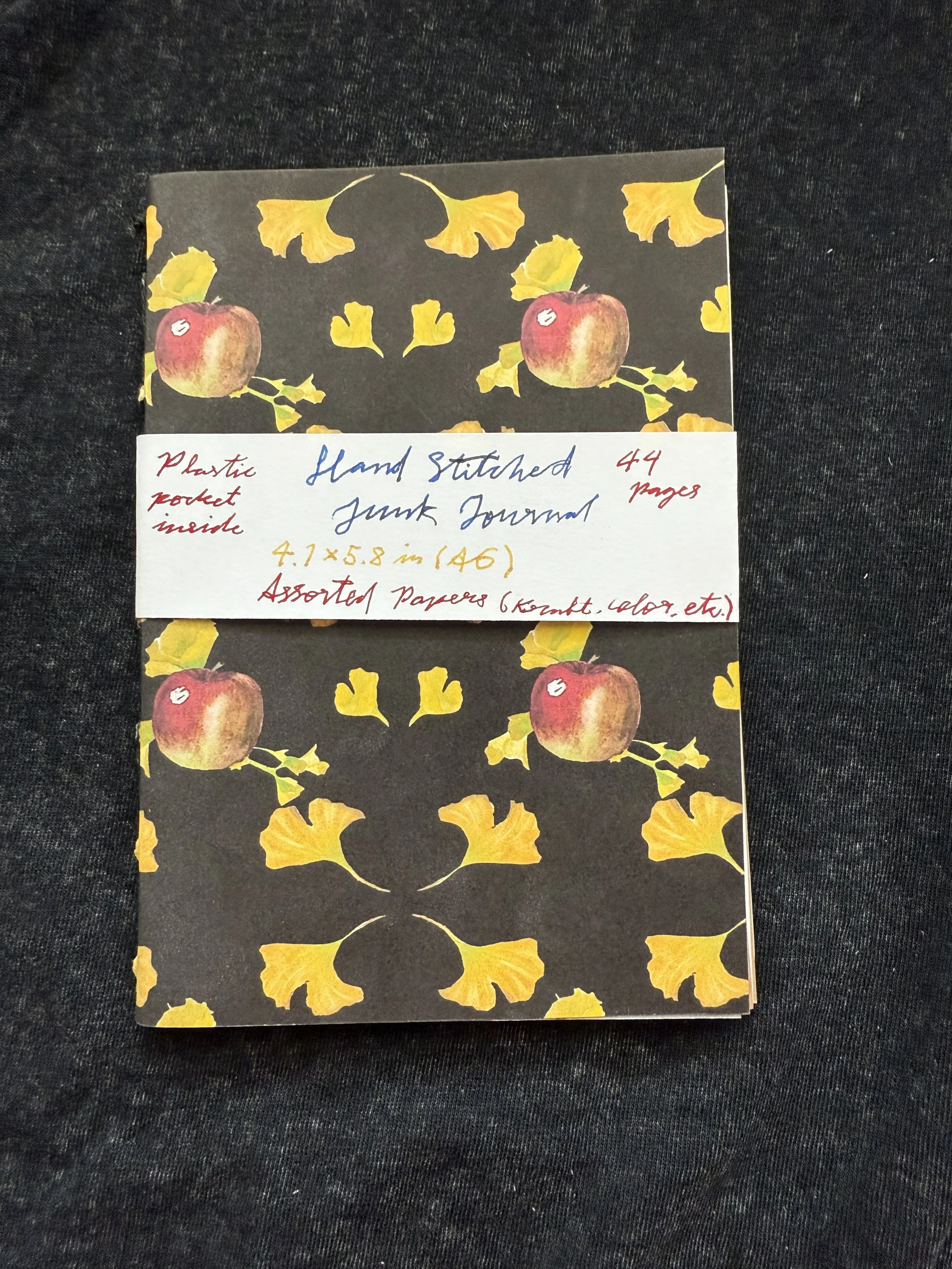Junk Journal A6 Size Hand Bound Notebook Insert (Apple Leaves Cover)