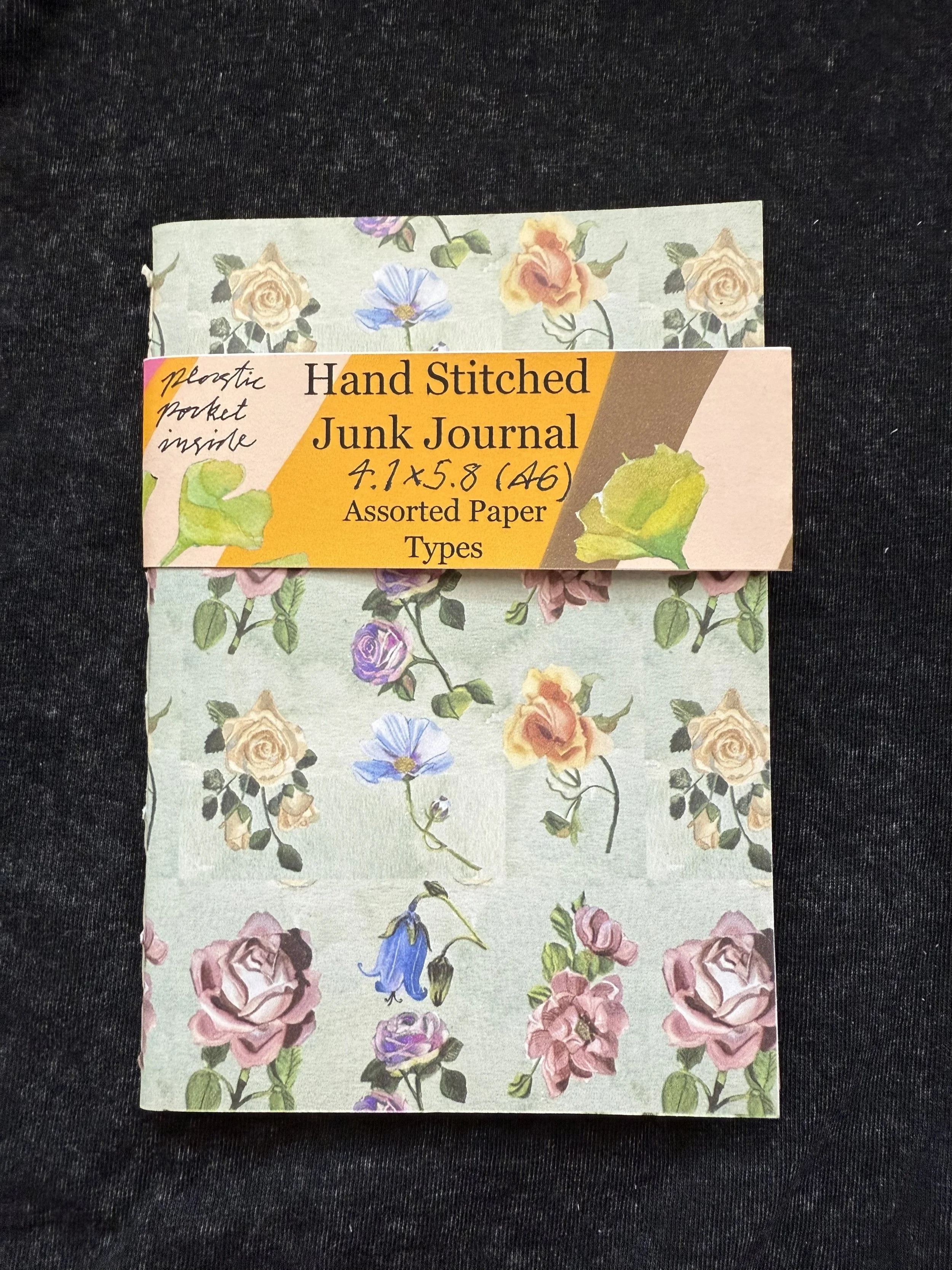 Junk Journal A6 Size Hand Bound Notebook Insert (Flowers Cover)