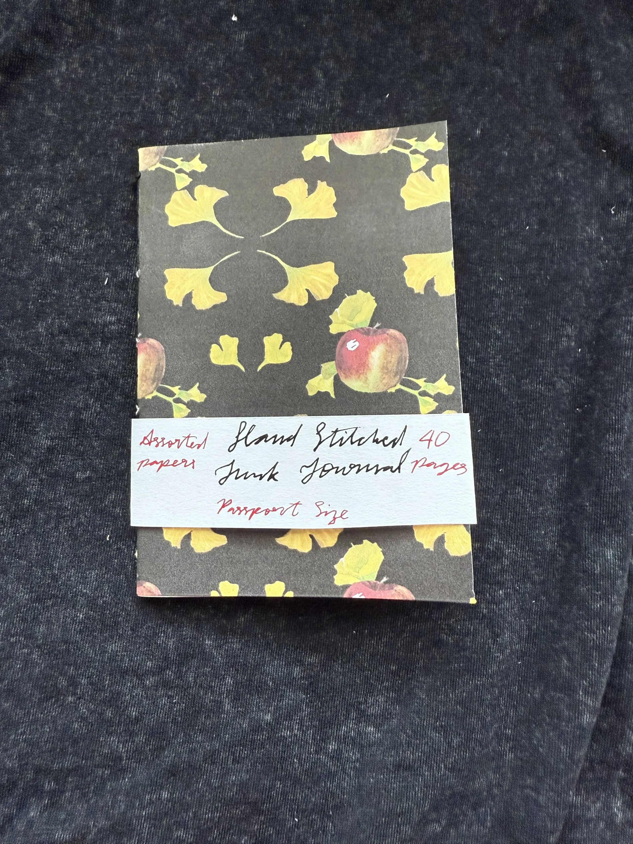 Junk Journal Passport Size Hand Bound Notebook Insert (Apple Leaves Cover)
