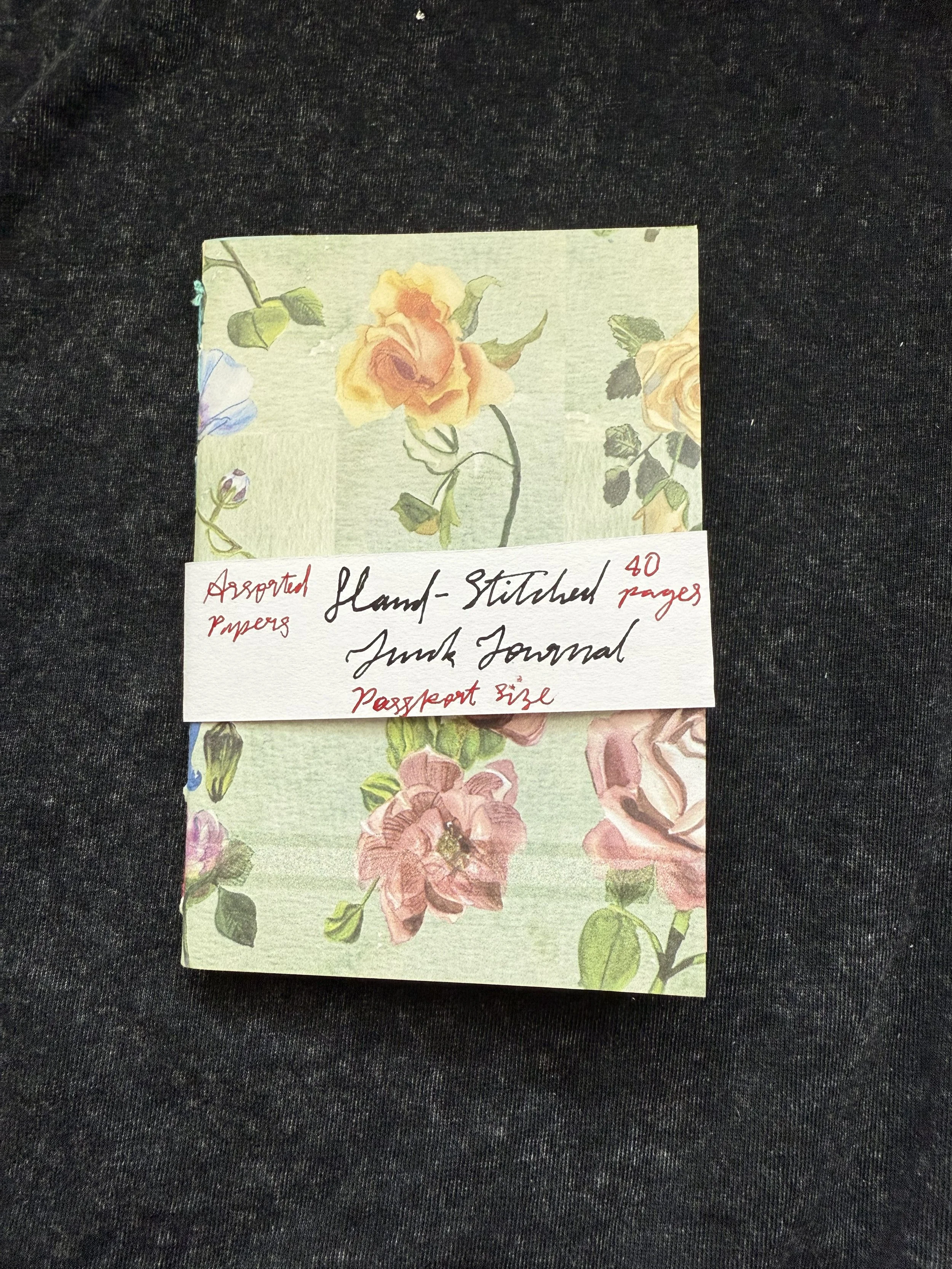 Junk Journal Passport Size Hand Bound Notebook Insert (Flowers Cover)
