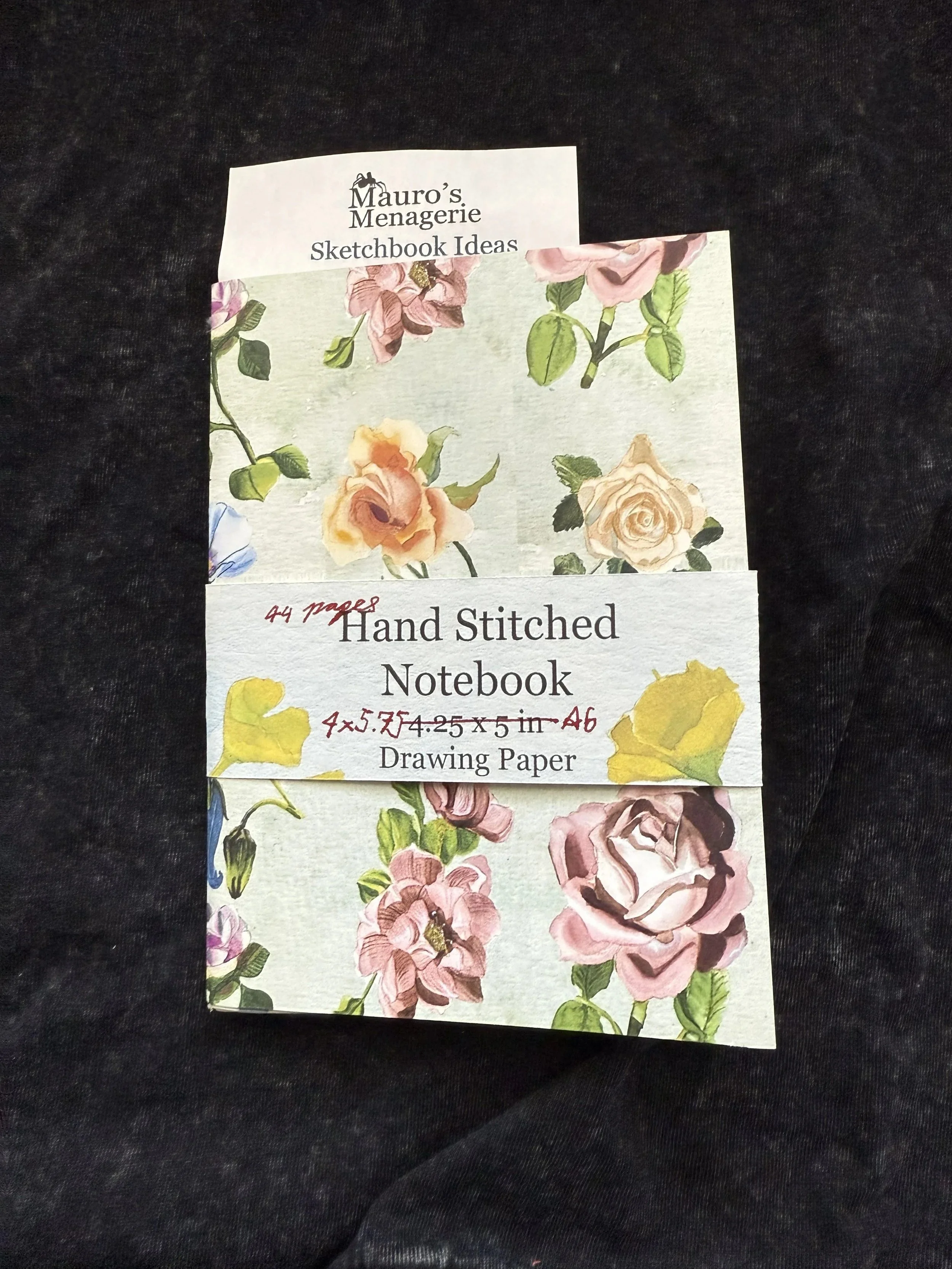 Drawing Paper A6 Hand Bound Notebook Insert  (Flowers Cover)