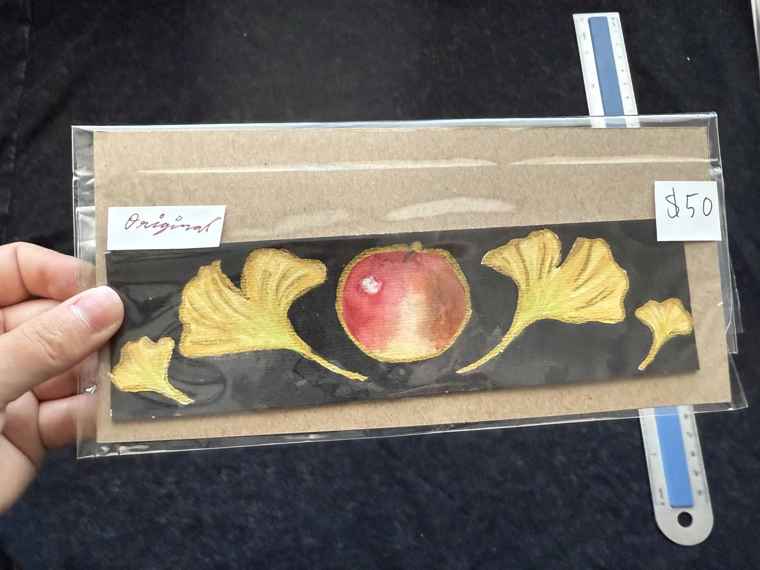 Ginkgo Leaves and Apple Painting