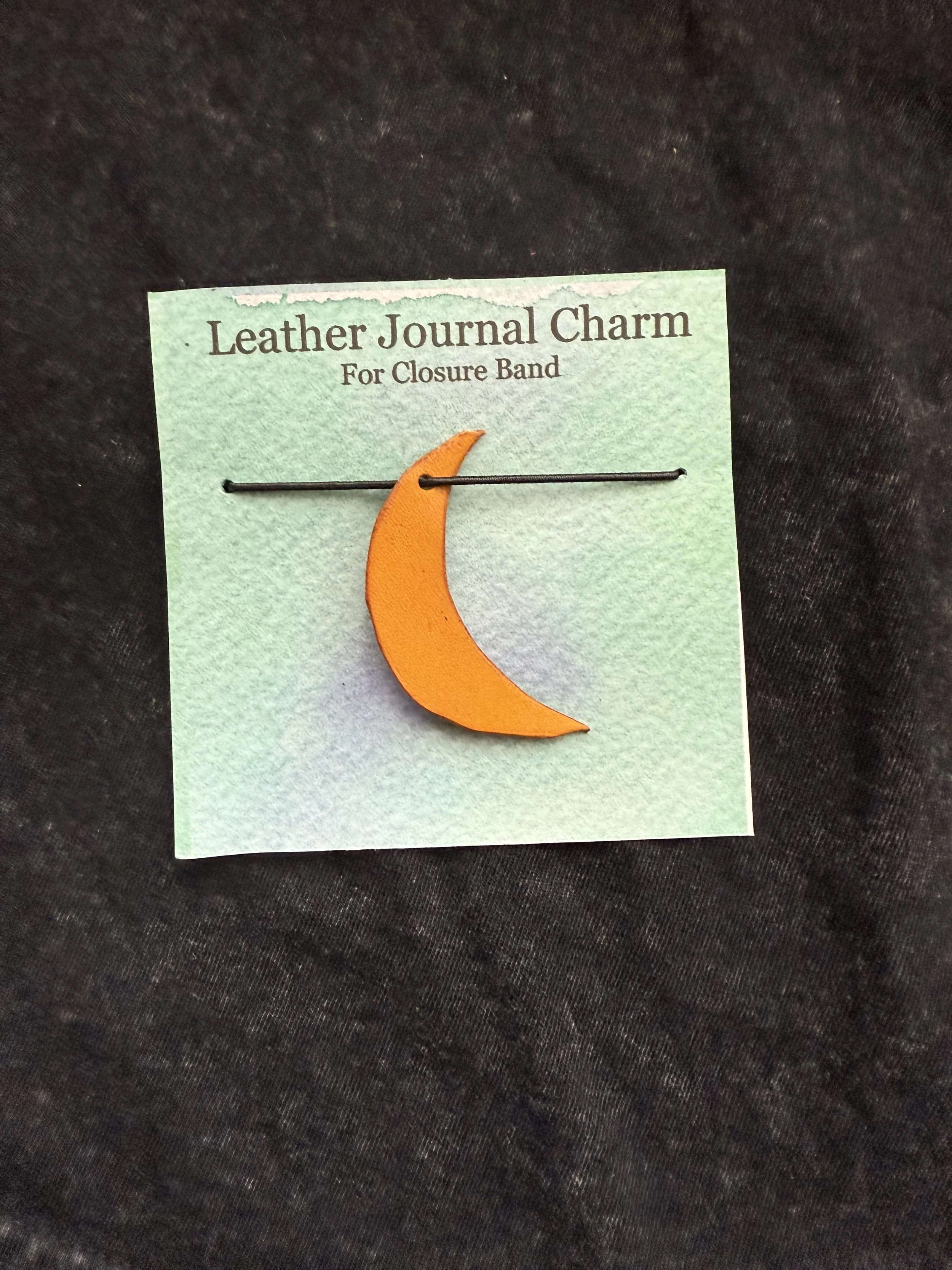Small Yellow Moon Leather Journal Charm