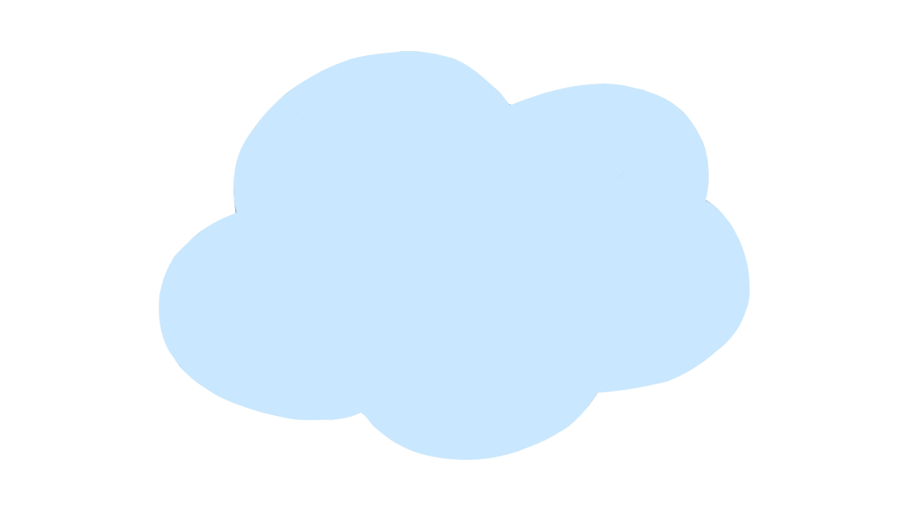 Light blue cartoon cloud against a black background.