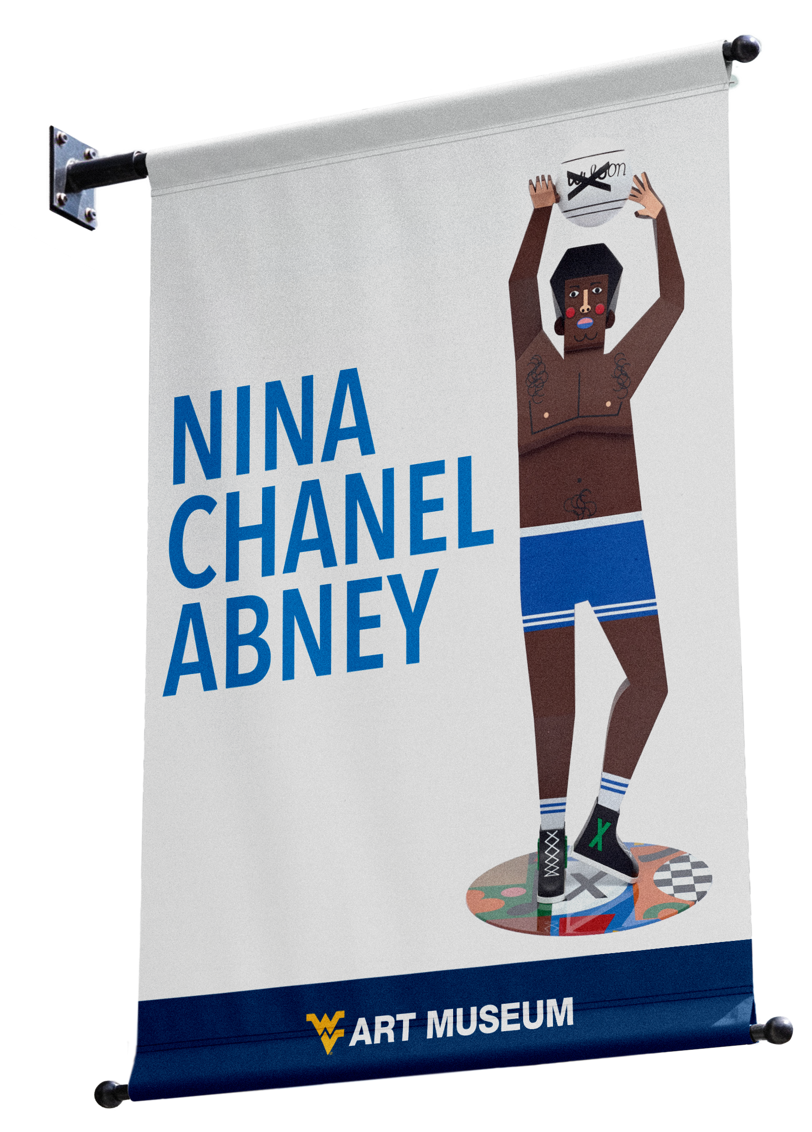 A mockup of a banner titled with the artist's name Nina Chanel Abney