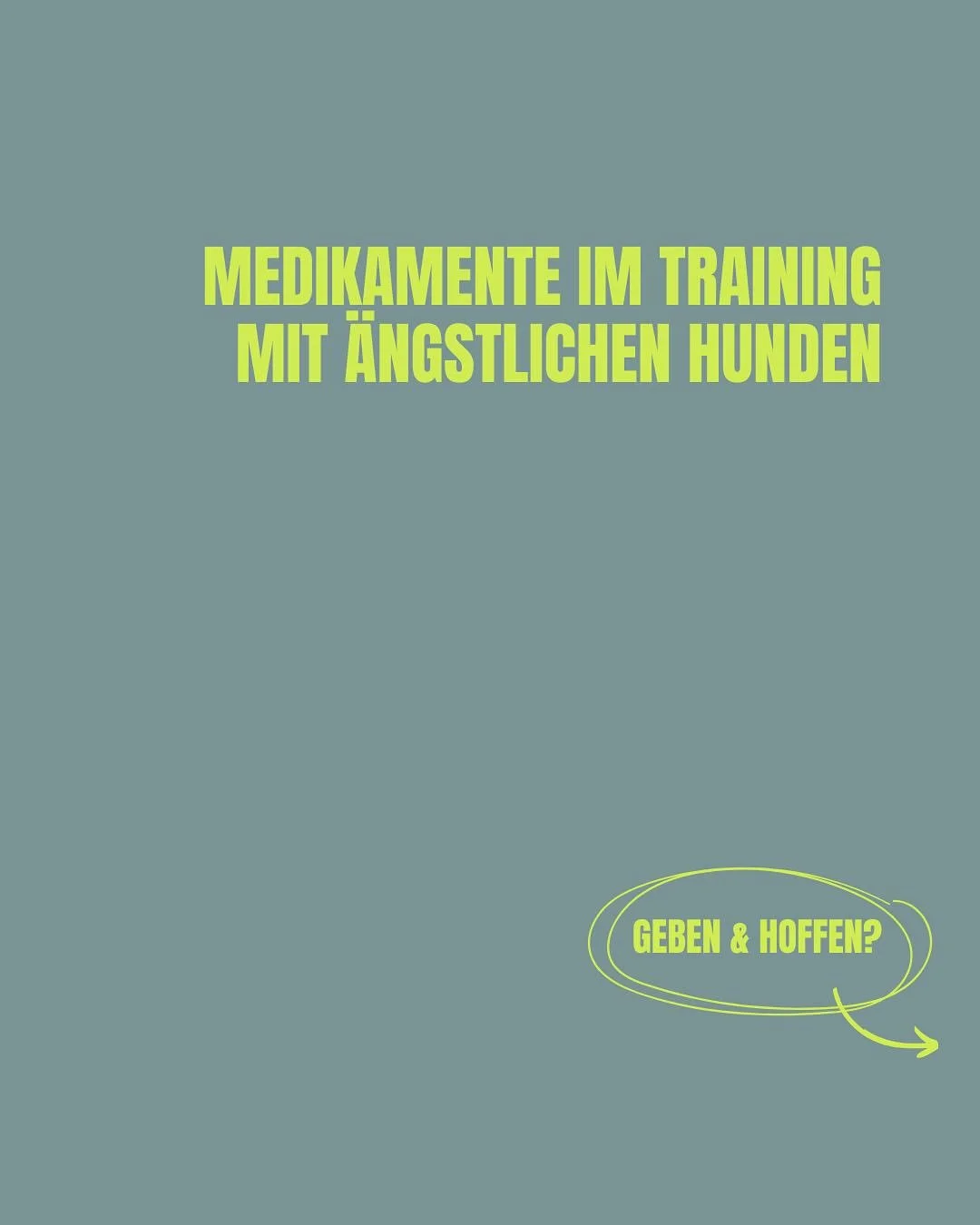 vielleicht k&ouml;nnen medikamente/psychopharmaka im training mit &auml;ngstlichen hunden sinnvoll sein &ndash; aber nicht so, wie sie h&auml;ufig eingesetzt werden. viel zu oft werden sie zu fr&uuml;h (!) verschrieben, ohne begleitung, ohne stabiles