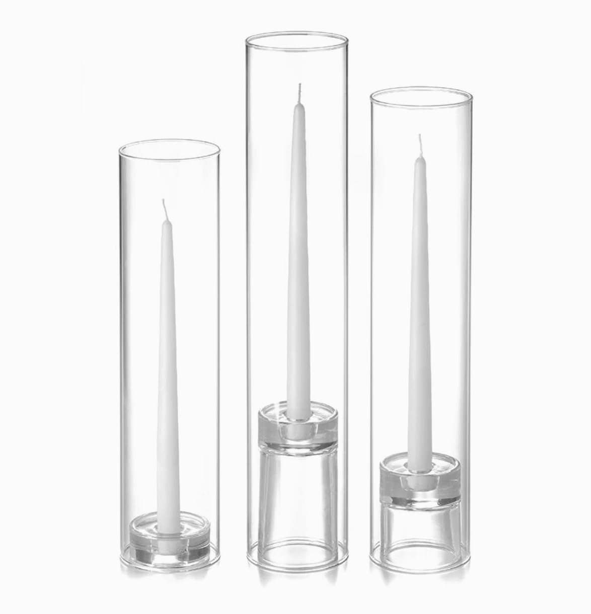 12 Clear Tapered Candle Holder & Hurricane Glass