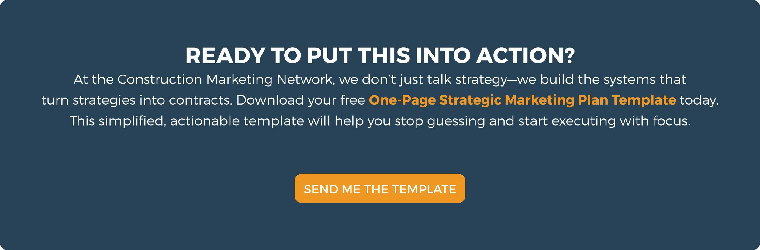 One-Page Strategic Marketing Plan Template | Construction Marketing Network