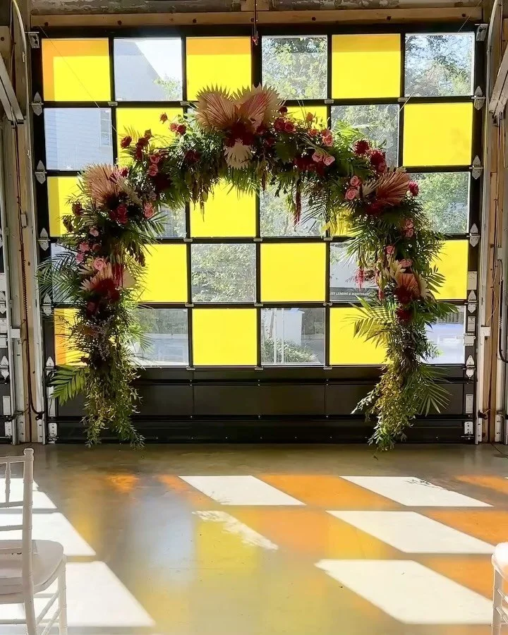 Floating ceremony install + stained glass windows for Marin &amp; Jeff 💜

Hanging designs are my absolute favorite kind of floral design! I love getting on ladders and using my analytical brain to think through mechanics, while still getting to be d