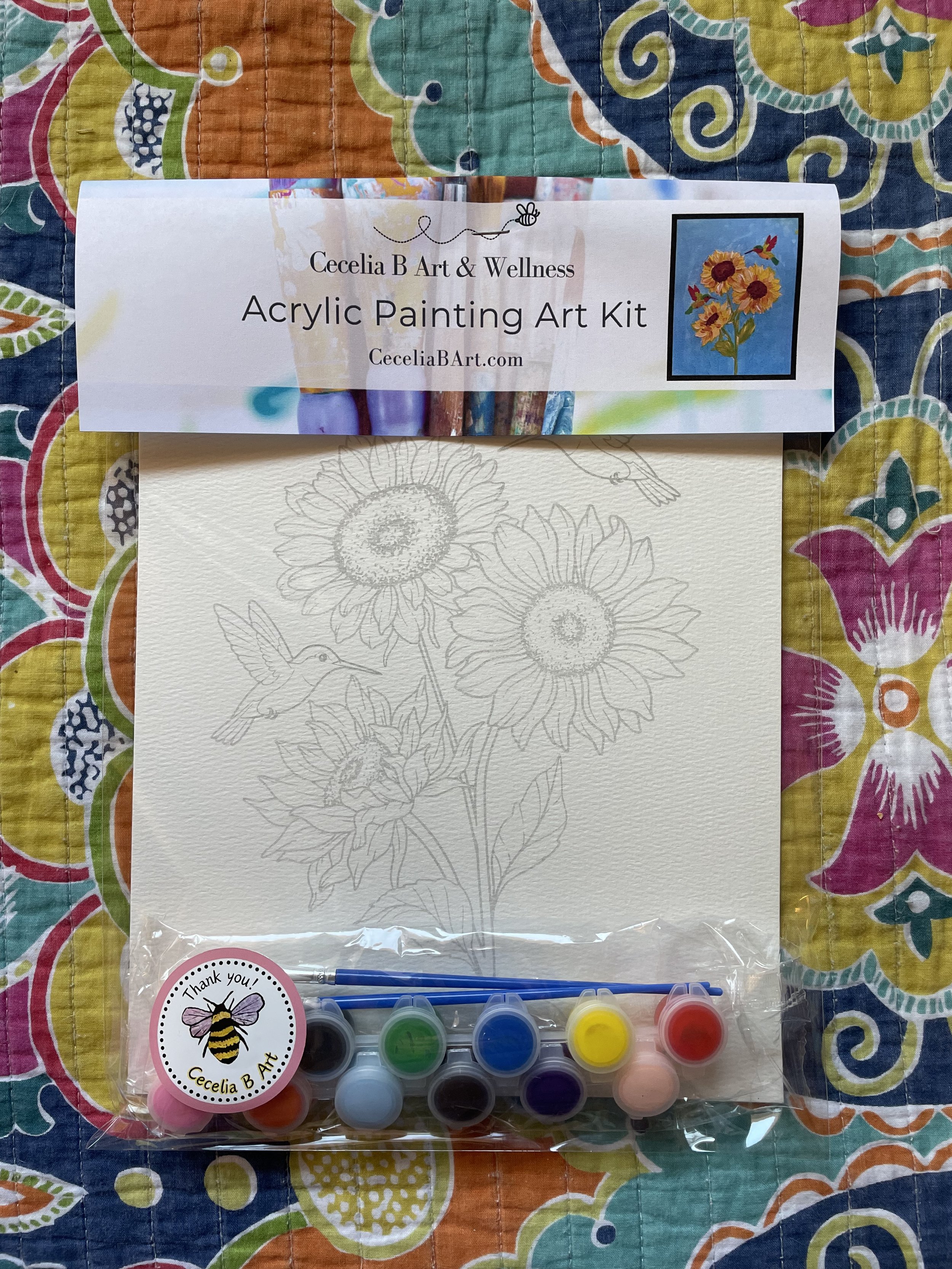 Acrylic Painting Art Kit Hummingbirds and Sunflowers