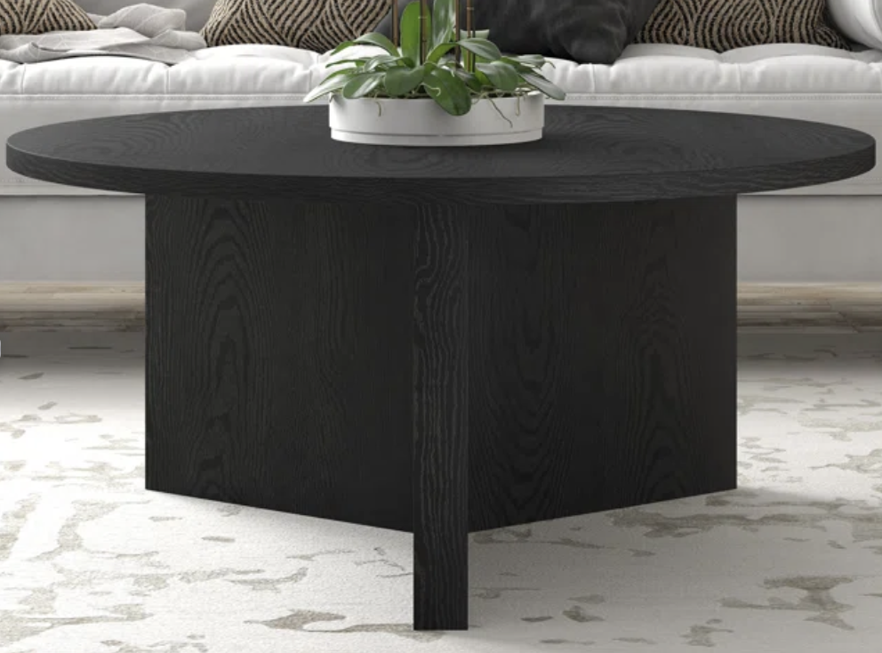 Round Black Wood Coffee Table