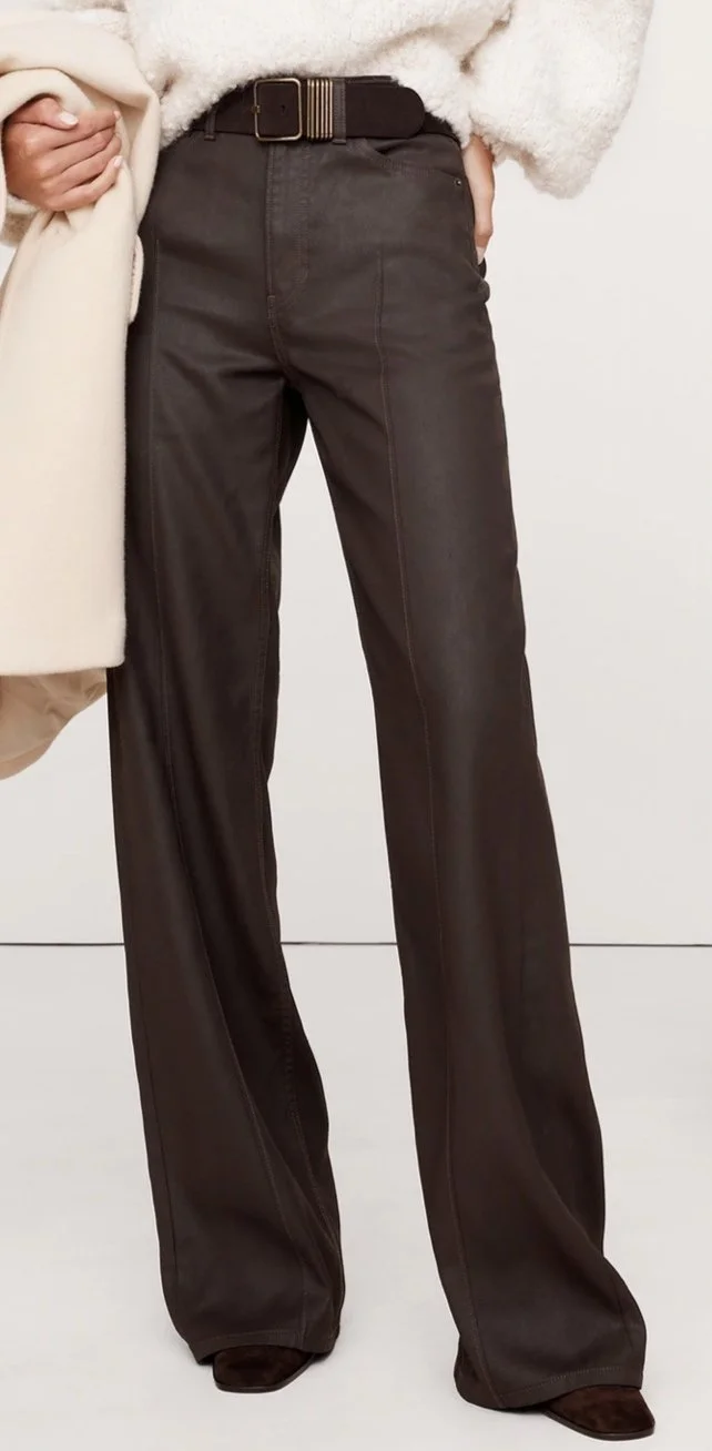 Coated Denim Pintuck Jeans