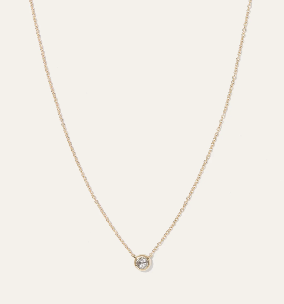 14k Gold Diamond Bezel Necklace