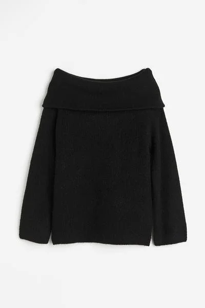 Rib-Knit Off-the-Shoulder Sweater