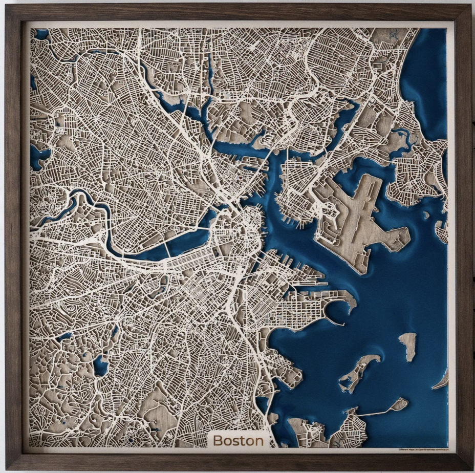 Custom Wood and Epoxy Map
