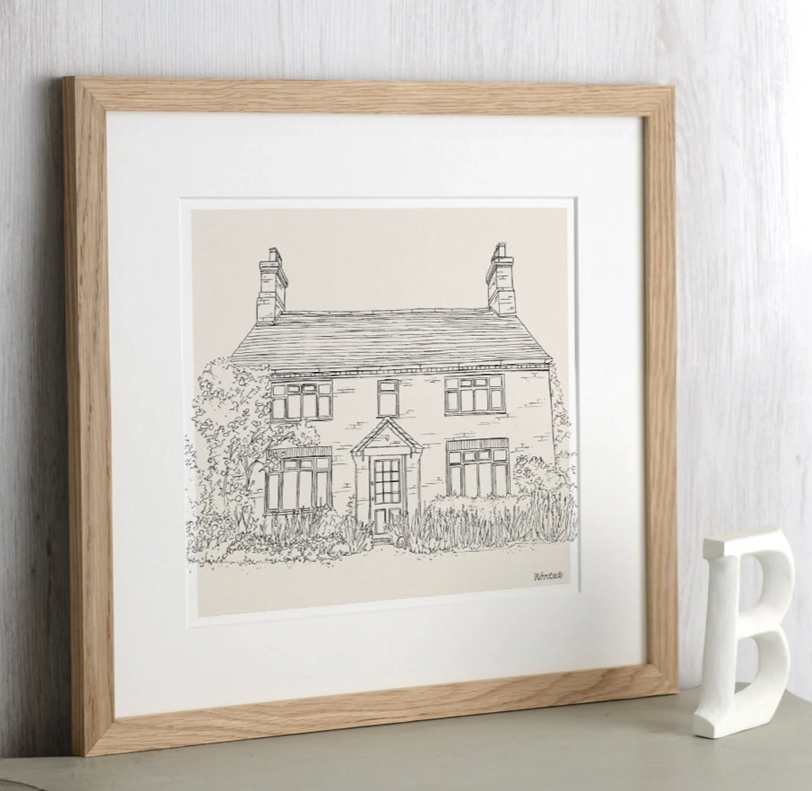 Custom Hand-Drawn House Pencil Sketch