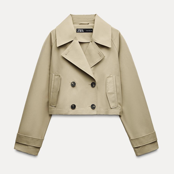 Short Double-Breasted Trench Coat