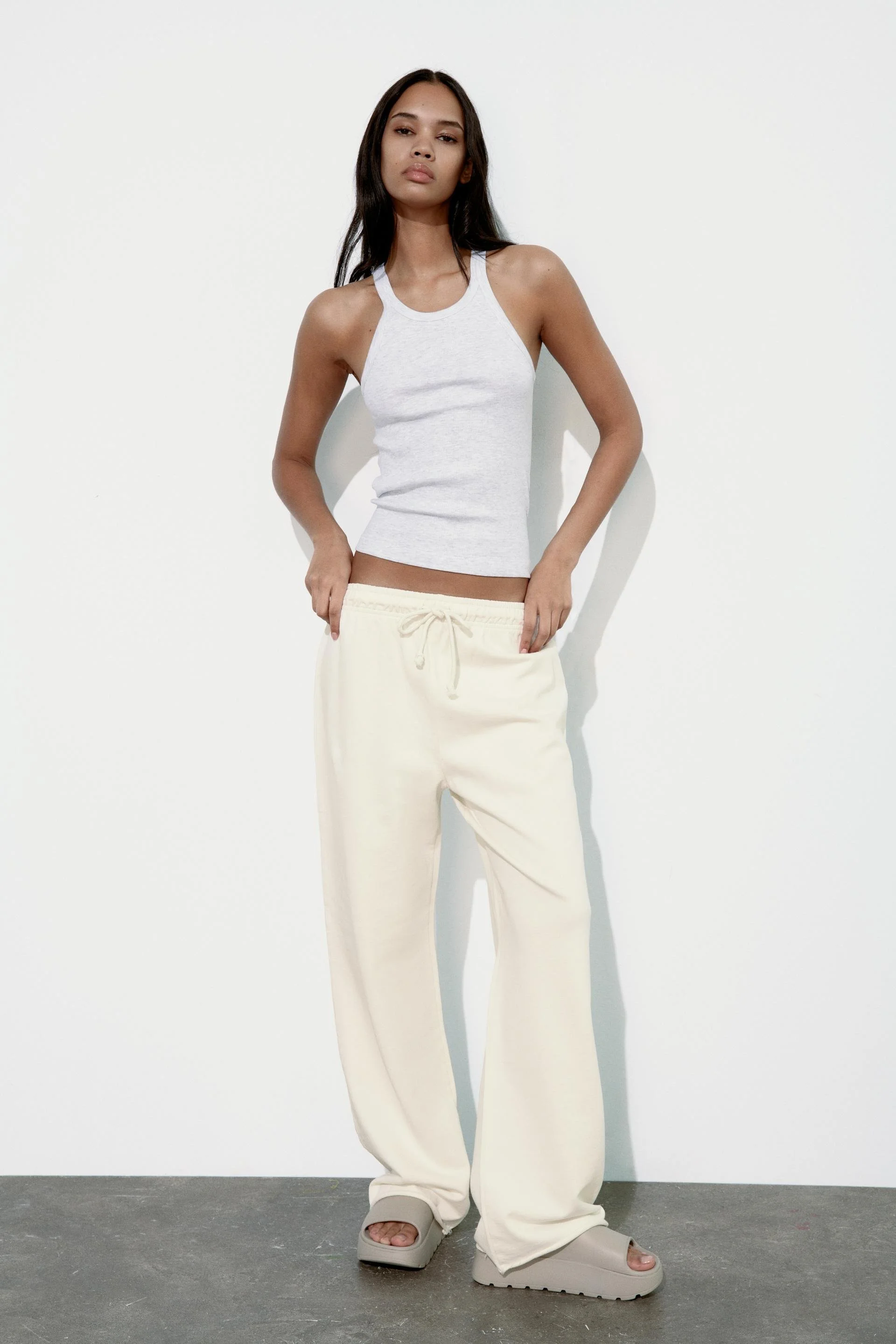 Washed Effect Plush Jogger Pants