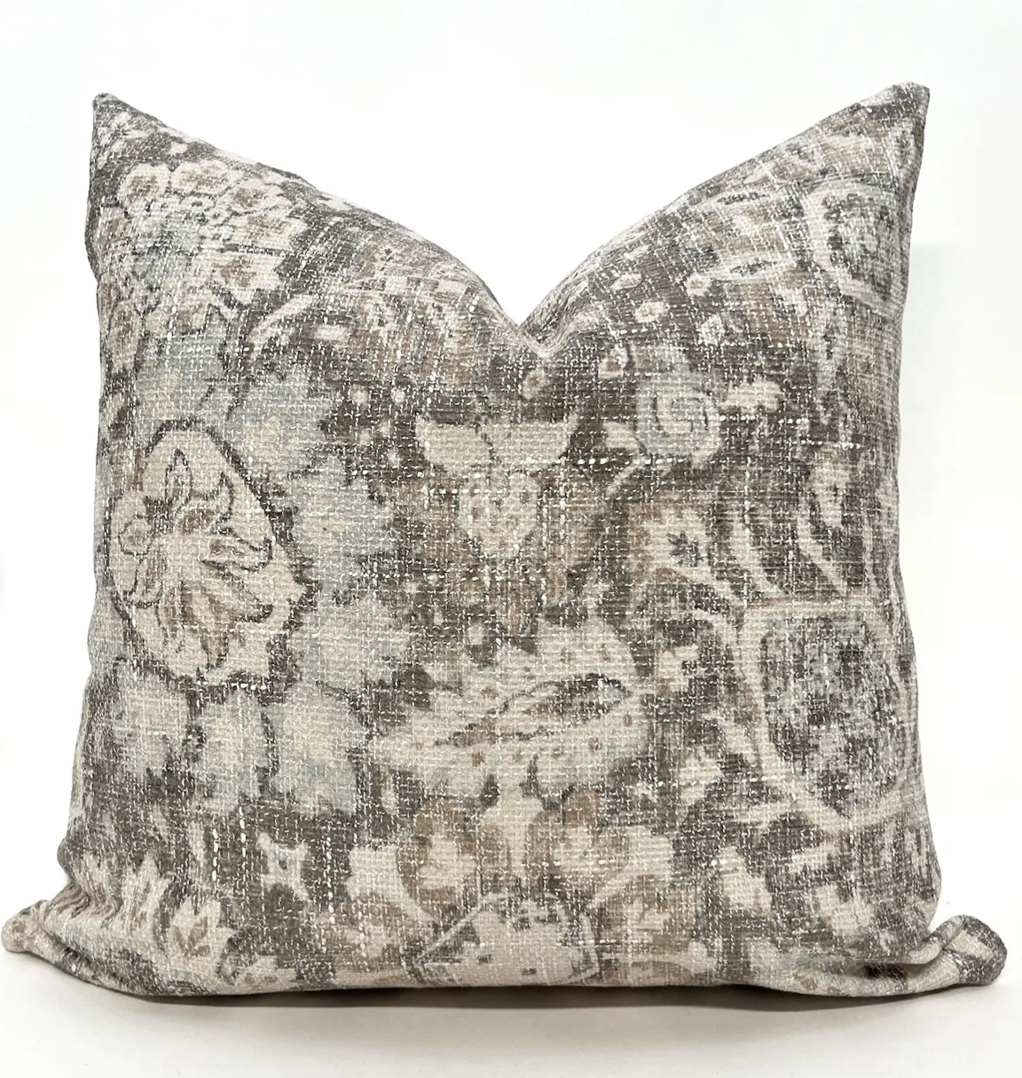 Beige and blue medallion pillow cover